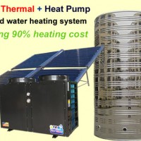 Full Sets of Solar Thermal and Heat Pump Hybrid Water Heating System for Large Commercial Central Ho