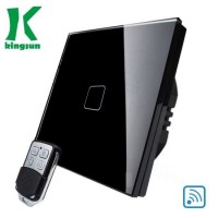 UK (1G1W) Glass Panel Remote WiFi Touch Black Switch