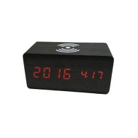 Bubm Hot Selling Square LED Digital Display 10W Fast Qi Alarm Clock Wireless Charger