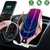 R9 Wireless Car Charger Mount Auto-Clamping Air Vent Phone Holder 10W Qi Fast Car Charging Compatibl