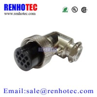 Angled 10 Pin Gx20 Circular Aviation Connector Female Cable Connector