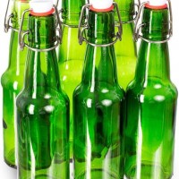 11oz Green Glass Beer Bottle with Airtight Seal Lid for Wine and Tea