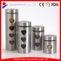 Stainless Steel Glass Food Canister with Heart-Shaped Design