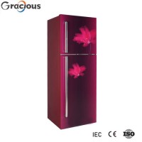 398L Top Freezer Refrigerator Frameless Glass Panel Colorful Door