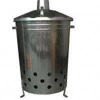 Galvanized Metal Garden Incinerator Can with Cover /Composter / Waste Burner / Rubbish Grabber by Ga