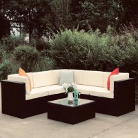 Outdoor Garden Luxury 6PCS Rattan Furniture Wicker Couch Conversation Corner Sectional Sofa with Cus