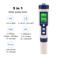 5 in 1 Water Quality Tester pH/ Salinity/Temperature /TDS/Ec Test Pen Multi-Function Water Quality D