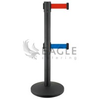 Double Belt Hotel Barrier Post Stanchion with Retractable Tension Strap