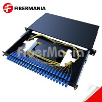 FiberMania Factory Supply 1u Sliding Fiber Optic Patch Panel Loaded with SC Simplex Single Mode Adap
