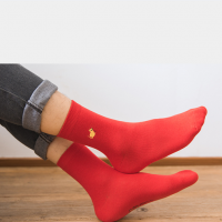 Cotton embroidered red socks