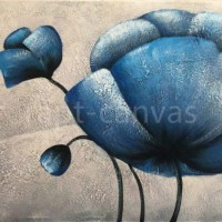 Blue Abstract Botanic Painting WallArt Canvas HomeDecoration