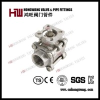 Hongwang Stainless Steel Industrial/Sanitary Manual 3PC Female Thread Floating Ball Valve with Mount