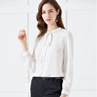 New Ladies Solid Color Pure Silk Blouse  Summer/Spring Apparel for Women High Quality
