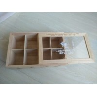 Low Price Natural Color Clear Window Presentation Wooden Boxes with Dividers