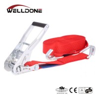 50mm Portable Convenient 4 Ton 5 Ton 2inch Red Polyester Webbing Ratchet Tie Down