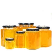 180ml 280ml 380ml 500ml 730ml Hexagonal Glass Container Food Jam Honey Glass Jar with Lug Lid