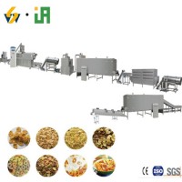 Corn Wheat Flakes Making Machine / Breakfast Cereal Extruder Processing Line