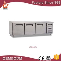 High Quality Stainless Steel Fan Cooling System Pizza Prep Work Table/Three Doors Under Counter Refr
