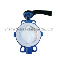 Ductile Iron One Piece Type PTFE Lined Wafer Butterfly Valve for Food
