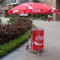 Portable Mobile Aluminum Stainless Collapsible Cart Ice Bucket with Sun Umbrella  Cart  Ice Can  Str