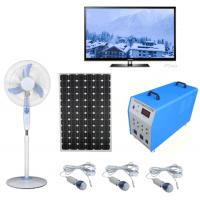 100W Solar PV Panel Energy Home LED Lighting Kits Portable UPS Power Suppy System Fans TV