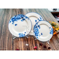 Blue and White Enamel Shallow Plate for Cake/Dishes