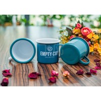 Peacock Blue Enamel Mug /Cup with Decal