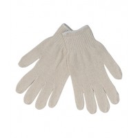 Cotton/Polyester Regular Weight Plain Seamless Knit Glove with Elastic String Knit Wrist  Large  Nat