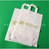 Custom Printed Plastic Poly Soft Loop Handle Bag for Cloth Shop Carrier Bag