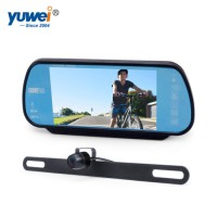 7inches Bluetooth Rearview Mirror Monitor with IP68 Waterproof Reverse License Plate Back up Car Cam
