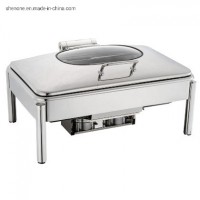 Shenone Hotel Kitchen Equipment Chafing Dish Stainless Steel Luxury Roll-Top Electric Chafing Dish w