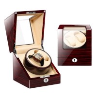 Luxury Wooden Red Paint 2+3 Slot 5 Mode Watch Winder  AA Battery/10V~240V AC Adaptor Automatic Watch