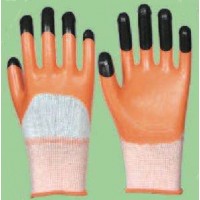 Color Polyester Orange Nitrile Strengthen Gloves