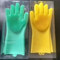 Heat Resistant Silicone Dish Washing Sponge Scrubber Glove/Kitchen Tool Cleaning Gloves for Kitchen