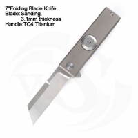 7"Closed Titanium Alloy Handle Satin Blade Spring Assistant Knife Rotatable Knife Fingertips Sp