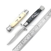 9.85" Swing Guard Bone Handle Kriss Blade Akc Knife Automatic Knife 10 Style Handle with Nylon