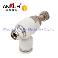 Jsc/Nse Elbow Type Air Flow Speed Control Pneumatic Fitting Nickel Plated Male Brass One Touch Conne