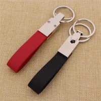 Wholesale High Quality Special Double Ring Metal Leather Keychain