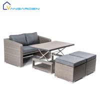 Popular Sale Modern Aluminum Rattan Sofa Outdoor Garden Furniture with Adjustable Table