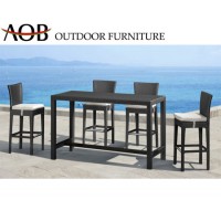 Leisure Garden Furniture Sets High Heel Wicker Dining Chair All Weather Rectangular Dining Table Set