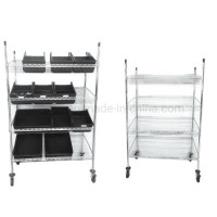 Dlpo Most Popular Plat Steel Metal Hand Trolley with Wheels for Warehouse