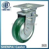 3 Inch Green Steel-Core Rubber Swivel Locking Caster