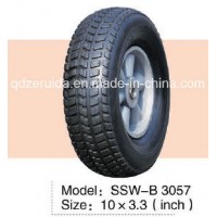 10X3.3 Inch Semi Pneumatic Rubber Wheel with Turf Tread
