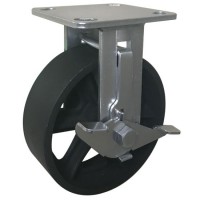 New Design Durable Industrial Cheap 4" Cast Iron Rigid Caster Wheel with Side Brake for Contain