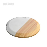 Set of 4 Resins Coasters  Marble Look with Bamboo Look