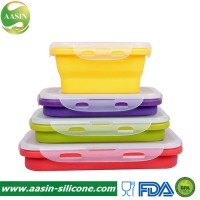 Square Collapsible Lunch Box Best Silicone Bento Lunchbox BPA Free Food Storage Container Great for 