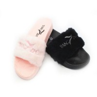Customized Fashion Indoor Trendy Fur Bedroom Furry House Slide Slippers