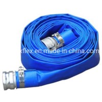 Blue Color NBR Rubber Layflat Hose with Stainless Steel Coupling
