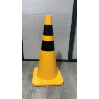 Yellow PVC Road Cone with Black Film