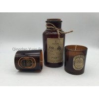 180ml Scented Candle with Pine Needle Fragrance Mix in Brown Glass Jar for Home Fragrance